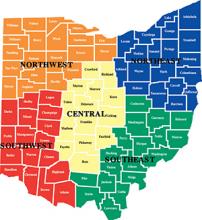 a map of OSBA's five regions